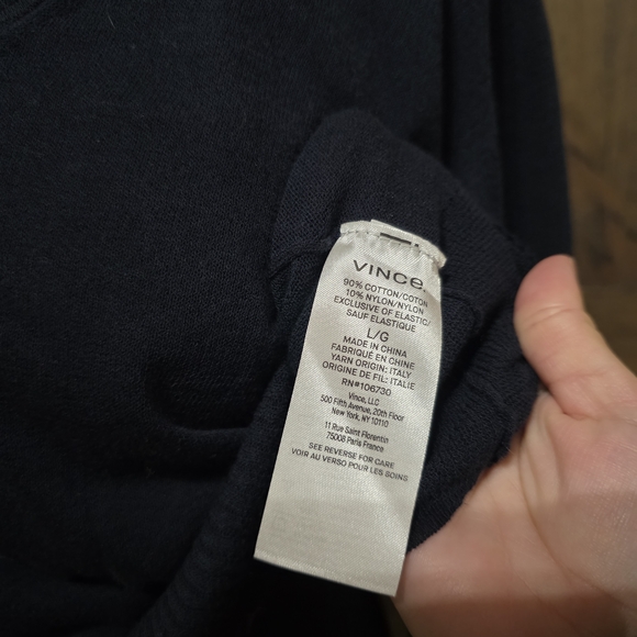 Vince Layered Deep Blue V-Neck Sweater - Picture 4 of 4